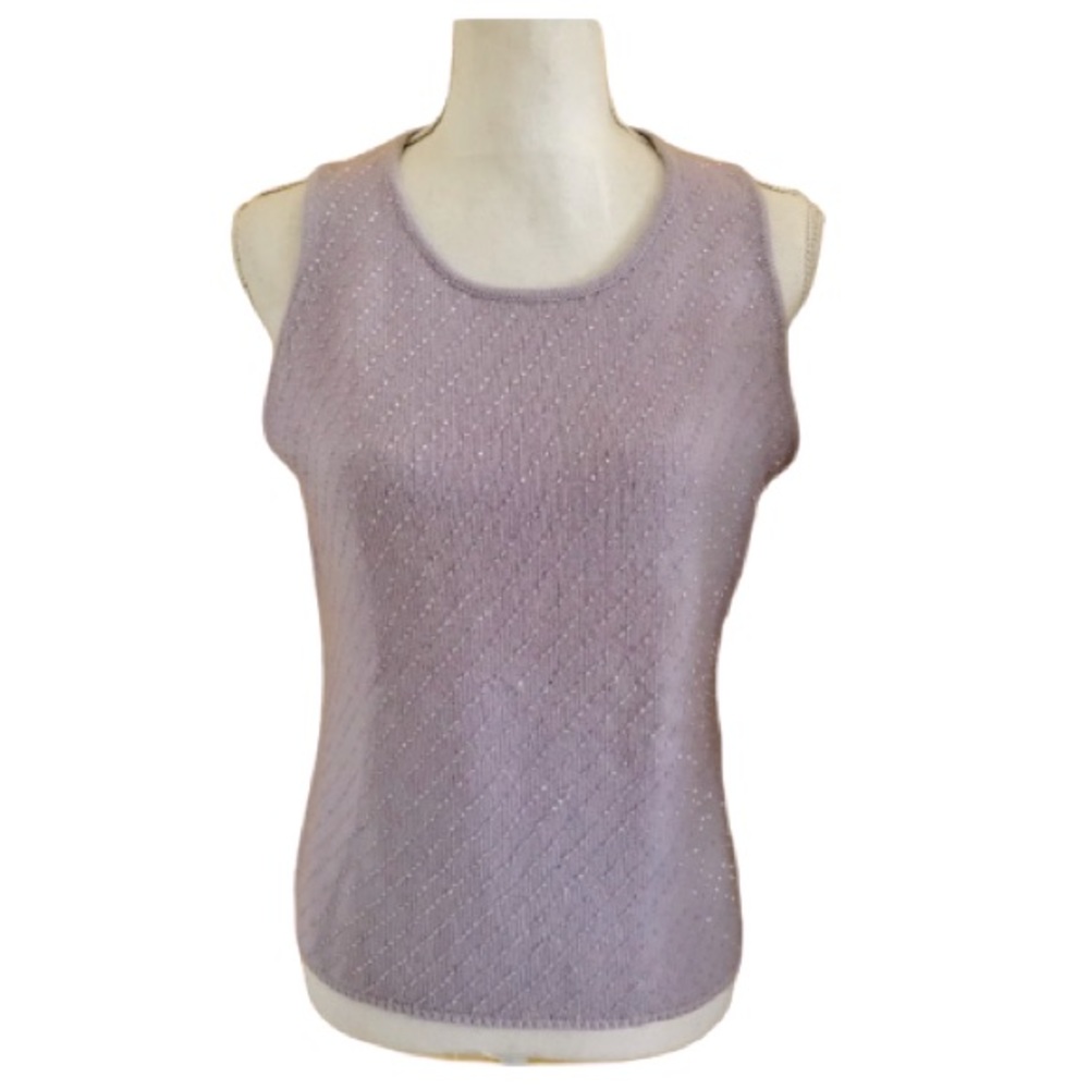 Forte Cashmere Lilac beaded tank top / shell size Large
